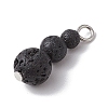 Natural Lava Rock Round Beaded Pendants PALLOY-JF02867-06-3