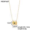 304 Stainless Steel Micro Pave Cubic Zirconia Rectangle with Eye Pendant Necklaces NJEW-OY002-49G-2