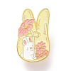 Rabbit with Flower Enamel Pin JEWB-O005-I01-1
