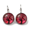 Tree of Life Glass Leverback Earrings with Brass Earring Pins EJEW-Q798-01V-1