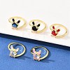 Bunny & Bowknot Brass Micro Pave Cubic Zirconia Cuff Rings for Women RJEW-A088-10G-1