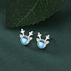 925 Sterling Silver Clear Cubic Zirconia Deer Head Stud Earrings FS-WG3413F-01-2