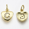 Brass Micro Pave Clear Cubic Zirconia Charms KK-N227-34G-NF-1