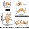   14Pcs 7 Style Star & Flower & Wheat & Spider Alloy Brooch Pins with Crystal Rhinestone JEWB-PH0001-29-3