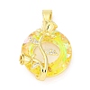 Brass Pendants with Cubic Zirconia and Glass KK-D536-21G-07-1