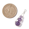 4Pcs 4 Styles Dyed Natural Quartz Crystal & Carnelian & Green Aventurine & Amethyst Round Beaded Pendants PALLOY-TA00347-01-2