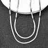 304 Stainless Steel Flat Snake Chain Double Chain Necklaces NJEW-Q039-01P-2