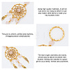   12Pcs Woven Net/Web with Feather Natural & Synthetic Gemstone Pendant Keychain KEYC-PH0001-80-4