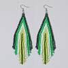 Handmade Glass Seed Beads Tassel Dangle Earrings EN2812-7-1