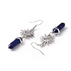 Natural Lapis Lazuli Bullet with Sun Dangle Earrings EJEW-I276-01P-14-4