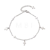 304 Stainless Steel Cross Link Chain Anklets AJEW-AN00739-01-2
