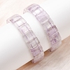 Rectangle Natural Amethyst Beads Stretch Bracelets for Women Men BJEW-Z149-01D-1
