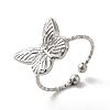 Non-Tarnish 304 Stainless Steel Butterfly Open Cuff Rings for Women RJEW-H136-05P-1