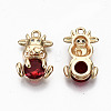 Brass Glass Rhinestone Pendants GLAA-S179-30B-RS-2