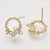 Brass Micro Pave Clear Cubic Zirconia Stud Earrings X-EJEW-T007-15G-NF-2