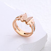 Butterfly Frosted 304 Stainless Steel Finger Rings for Women LR7265-10-1