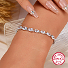 Anti-Tarnish Rhodium Plated 925 Sterling Silver Link Chain Bracelet XB8775-4