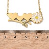 304 Stainless Steel Enamel White Daisy Flower and Heart Pendant Cable Chain Necklaces for Women NJEW-K309-01G-5