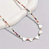 Heart Natural White Shell & Colorful Faceted Rondelle Glass Beaded Necklaces for Women BI2197-3