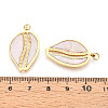 304 Stainless Steel Pave Natural Shell Pendants STAS-N115-21A-G-3