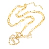 Mother's Day Brass Pave Clear Cubic Zirconia Mama Heart Pendant Necklaces NJEW-A071-04G-5