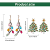 2 Pairs 2 Style Rhinestone Christmas Tree & Leaf Dangle Stud Earrings EJEW-AN0001-99-2