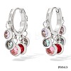 304 Stainless Steel Cubic Zirconia Flat Round Tassel Chandelier Earrings FS-WG9F9FA-02-1