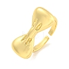 Brass Bowknot Open Cuff Ring for Women RJEW-M173-05G-1