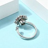 Flower Rotatable Open Cuff Rings for Women RJEW-G333-01E-3