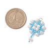 Handmade Glass Seed Beaded Flower Pendants PALLOY-MZ00498-01-2