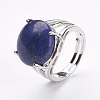 Adjustable Natural Lapis Lazuli Finger Rings RJEW-F075-01L-4