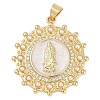 Rack Plating Brass Micro Pave Clear Cubic Zirconia Pendants KK-P287-36B-G-1