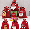 6Pcs 3 Styles Christmas Theme Linen Packing Pouches ABAG-WR0001-02-5