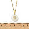 Natural Keshi Pearl Coin with Heart Pendant 304 Stainless Steel Cable Chain Necklaces for Women NJEW-JN06117-4