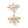 Brass Micro Pave Clear Cubic Zirconia 2-Loop Flower Spacer Bars KK-C258-08LG-1