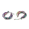 Ion Plating(IP) Rainbow Color 304 Stainless Steel Twist Rope Hoop Earrings for Women EJEW-G293-11M-2
