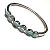 Oval Synthetic Turquoise Beaded Hinged Bangles BJEW-C146-03-2