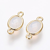 Oval Faceted Golden Brass Opalite Links connectors X-GLAA-O014-29G-2