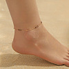 304 Stainless Steel with Glass Column Bead Anklets FS-WGCFE90-01-2