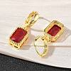 Brass Glass Dangle Hoop Earrings for Women KK-CBA760A-04G-5