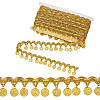 Polyester Braided Metallic Lace Trim with Metal Flat Round Tassel OCOR-WH0082-537A-1