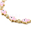 Clear Cubic Zirconia & Enamel Hamsa Hand with Evil Eye Links Slider Bracelet BJEW-A127-02G-3