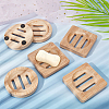 16Pcs 2 Style Bamboo Soap Dishes with Anti Slip Pad AJEW-GA0005-76-4