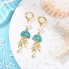 Natural Cultured Freshwater Pearl & Brass Enamel Hoop Dangle Earrings for Women EJEW-JE07268-01-1