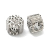 Flower Brass Micro Pave Clear Cubic Zirconia European Beads KK-D229-05P-2