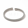 304 Stainless Steel Flat Mesh Chain Shape Open Cuff Bangle for Women BJEW-C033-08-3