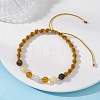 Natural Tiger Eye & White Moonstone & Yellow Jade & Synthetic Citrine  Round Beads Braided Bead Bracelets for Women BJEW-JB12917-04-2