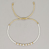 Adjustable Imitation Pearl and Glass Seed Beaded Braided Bracelets for Women NV1607-4-1