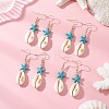 Natural Mixed Cowrie Shell Dangle Earrings EJEW-JE06871-1