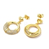 Ring Brass Micro Pave Clear Cubic Zirconia Stud Earrings for Women EJEW-A040-03G-2